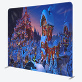 Aperturee - Aperturee Colored Light Village Christmas Pillow Cover Backdrop